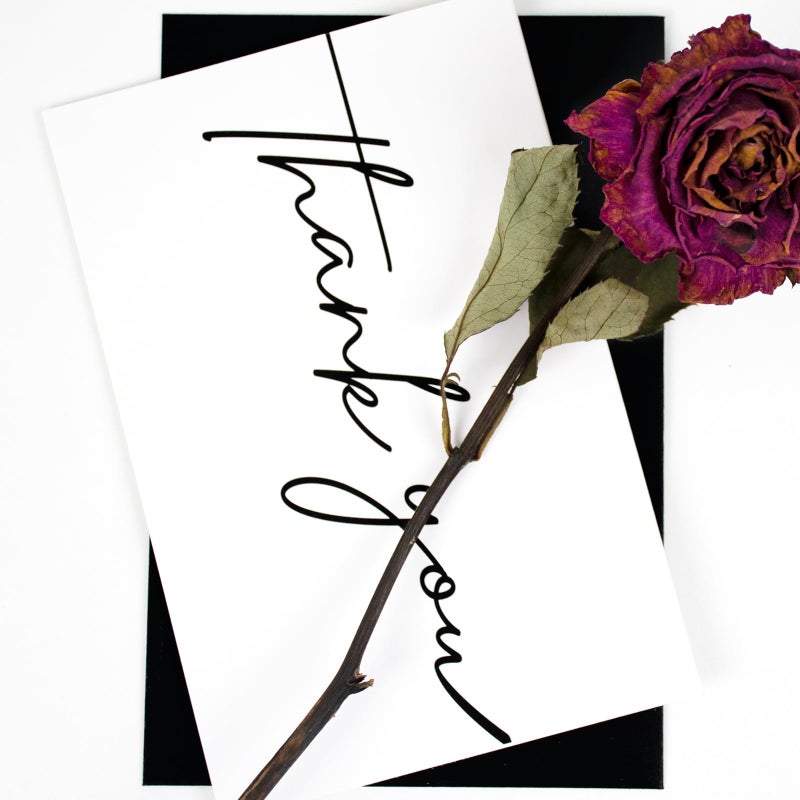 AZAZA Black Thank You Cards with Envelopes 4x6 inch, Bulk 100 Pack Thank You Notes 4 Minimalistic Designs, Funeral Thank You Cards with Envelopes and Gold Stickers for Graduation, Small Business - Image 2
